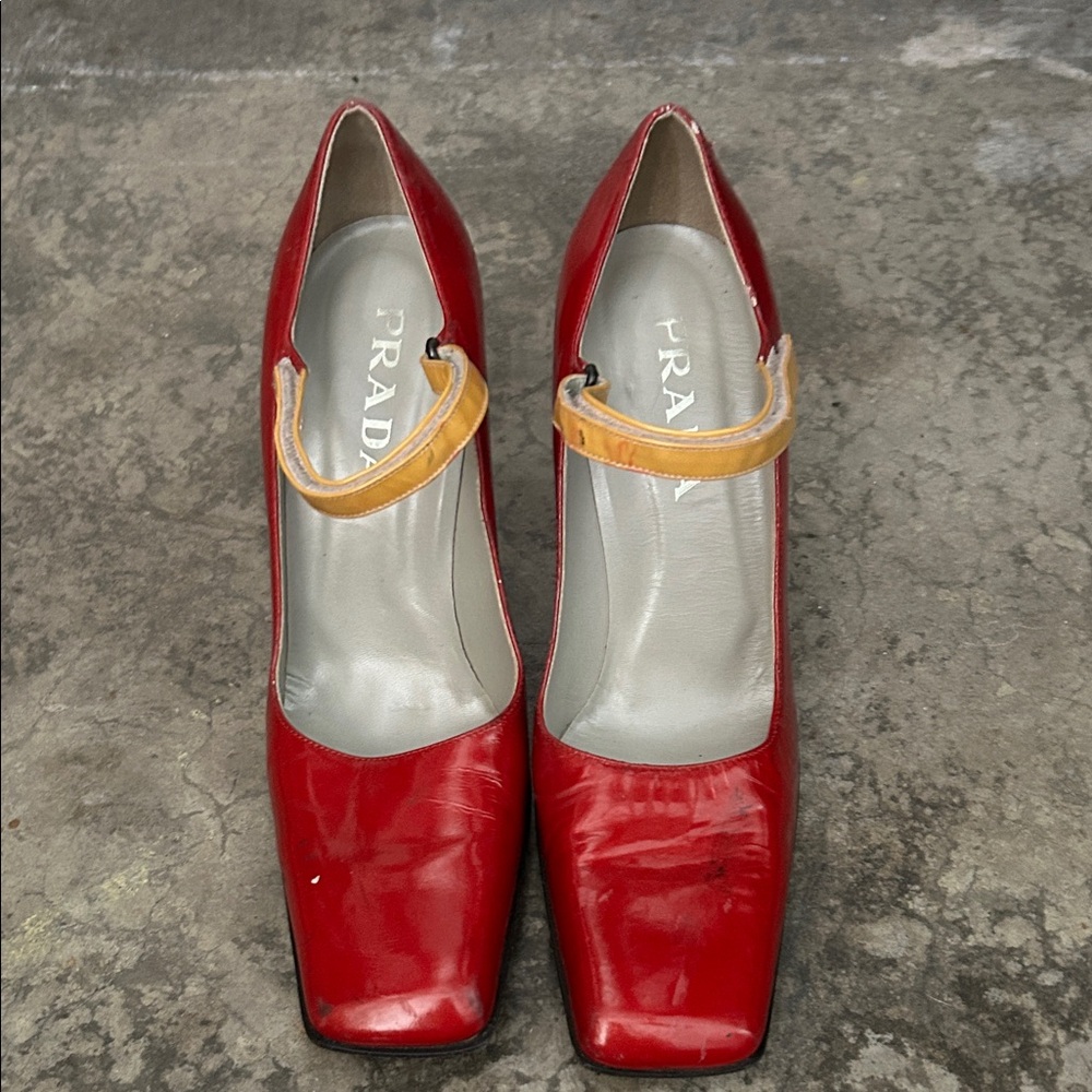 Prada Red and Gold Heels